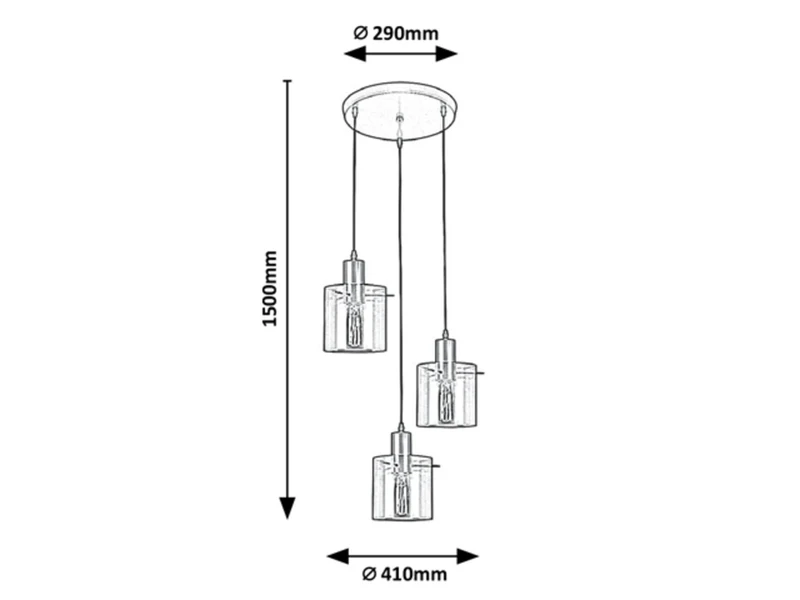 Donati – triple LED pendant in gold with smoked glass, Ø410mm, 3×E27