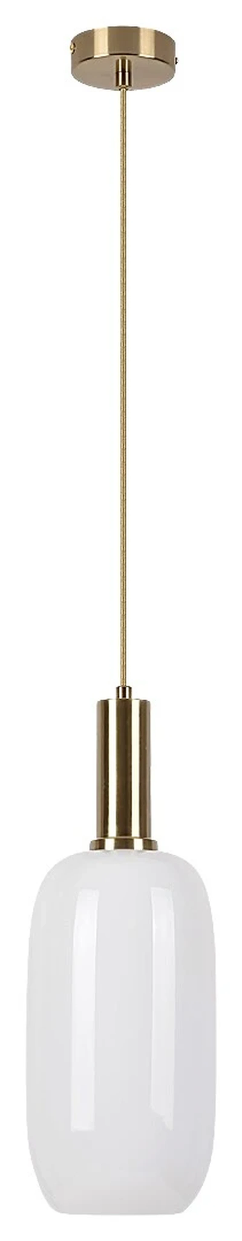 Sinopia – classic pendant in gold with opal glass, Ø145mm, E27