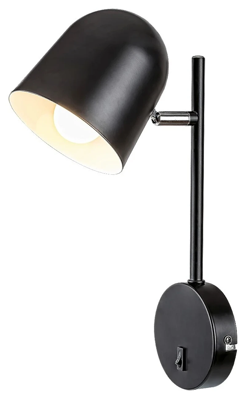 Wall Lights Egon – industrial wall light lamp in black matt, Ø115mm, 1×E14, with switch