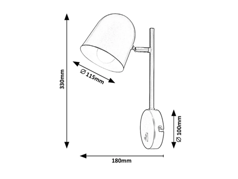 Egon – modern wall light in white matt, Ø115mm, 1×E14, with switch