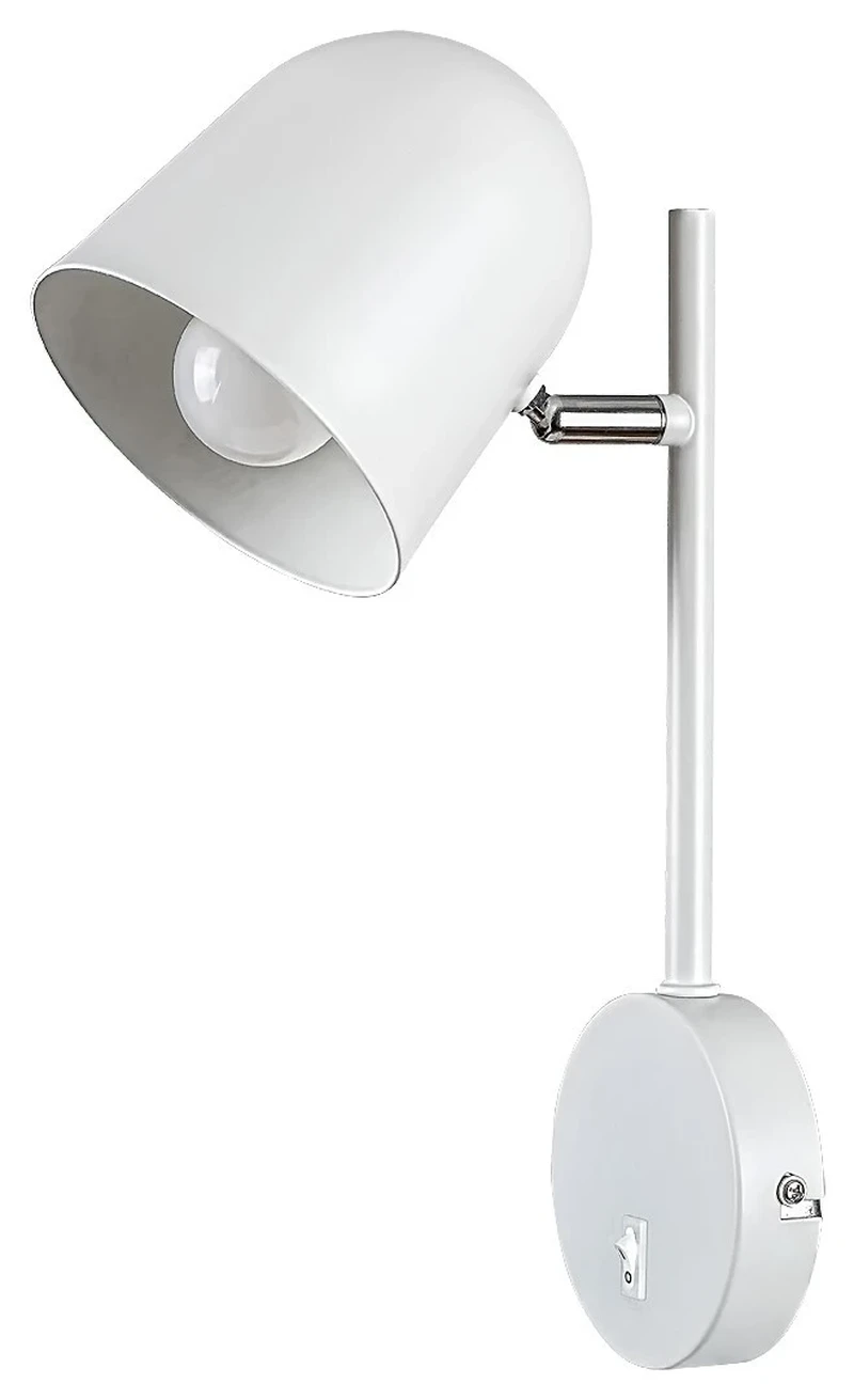 Egon – modern wall light in white matt, Ø115mm, 1×E14, with switch