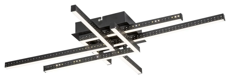 LED плафони Casimir – LED плафон в черен мат с бели абажури, 710×530мм, 35W, 4000K