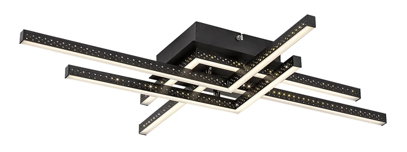 Casimir – LED плафон в черен мат с бели абажури, 710×530мм, 35W, 4000K