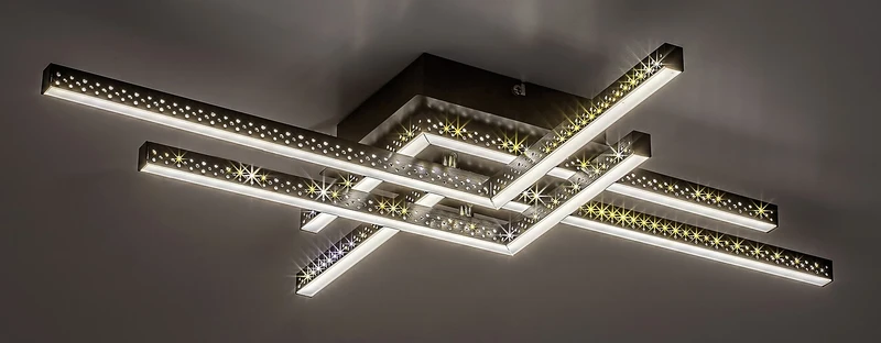 Casimir – LED плафон в черен мат с бели абажури, 710×530мм, 35W, 4000K