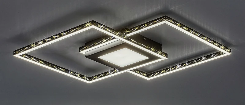 Casimir – LED плафон в черен мат с бял абажур, 570×570мм, 40W, 4000K