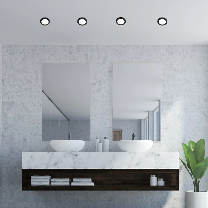Coco – LED recessed downlight in black/white, Ø85mm, 3W, 4000K, IP44