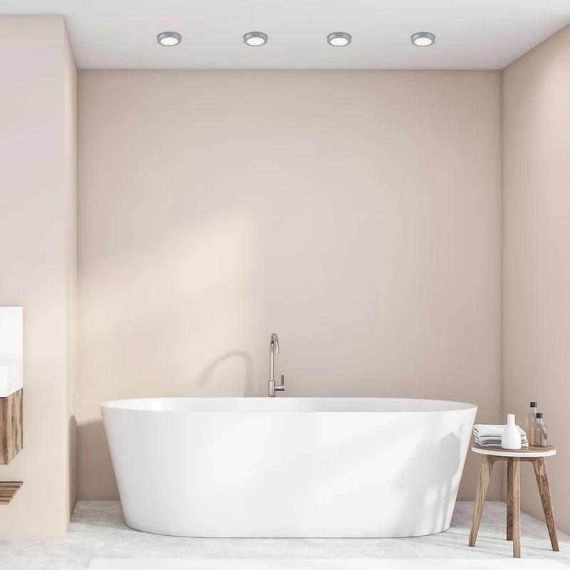 Coco – LED recessed lighting in silver, Ø85mm, 3W, 4000K, IP44