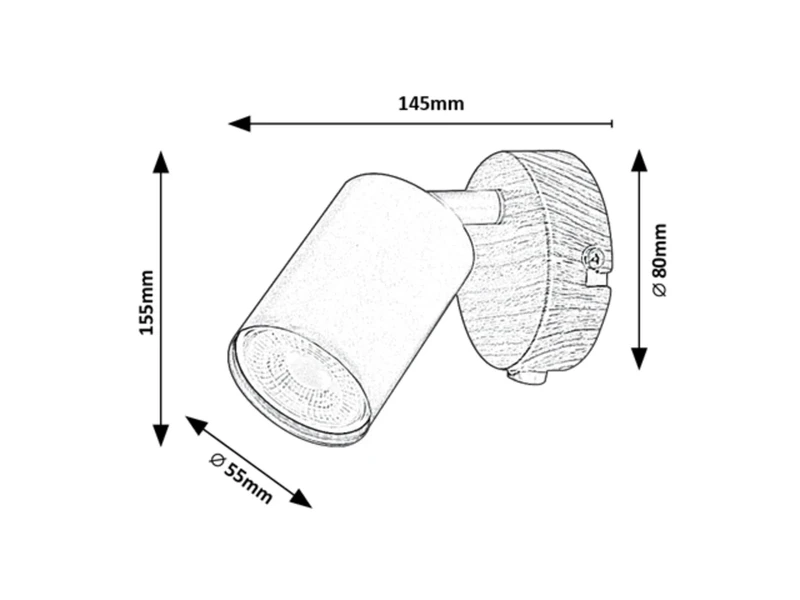 Edmund – industrial spotlight in oak and black, Ø55mm, 1×GU10, IP20