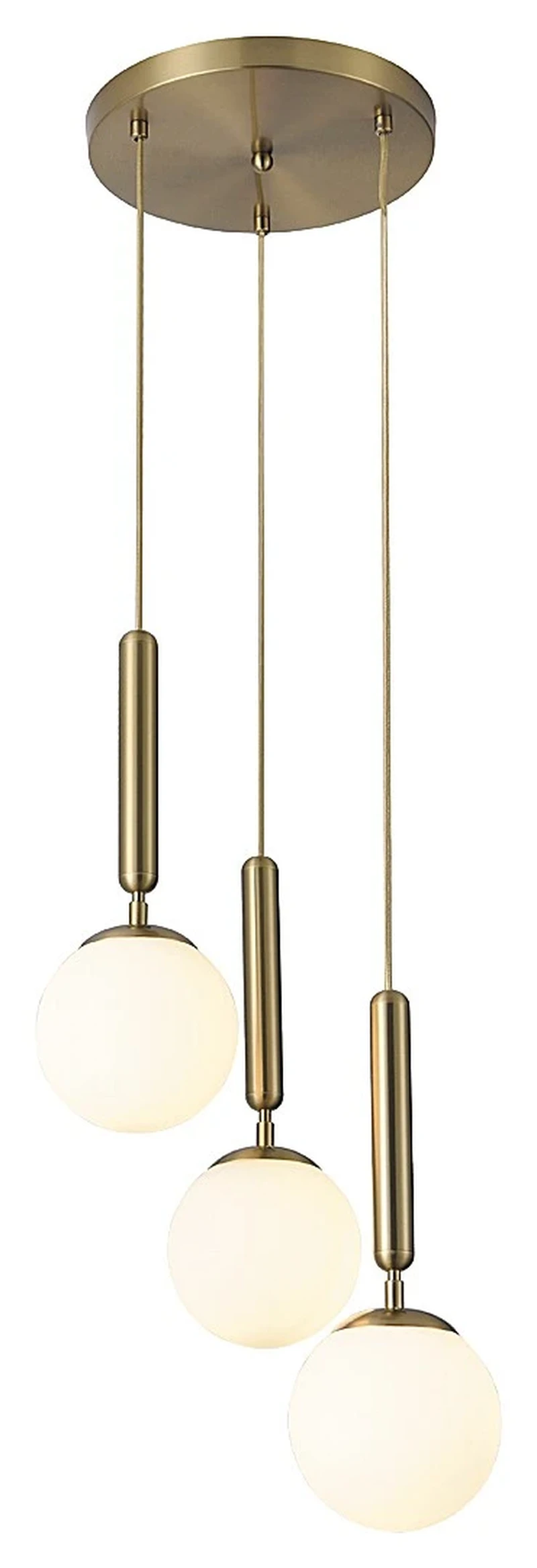 LED Pendants & Chandeliers Divina – triple LED pendant in gold with white glass shades, Ø370mm, 3×E14