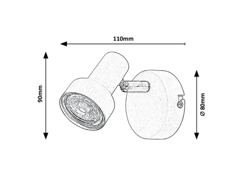 Konrad – white metal spotlight for wall, GU10, 90×90mm, IP20
