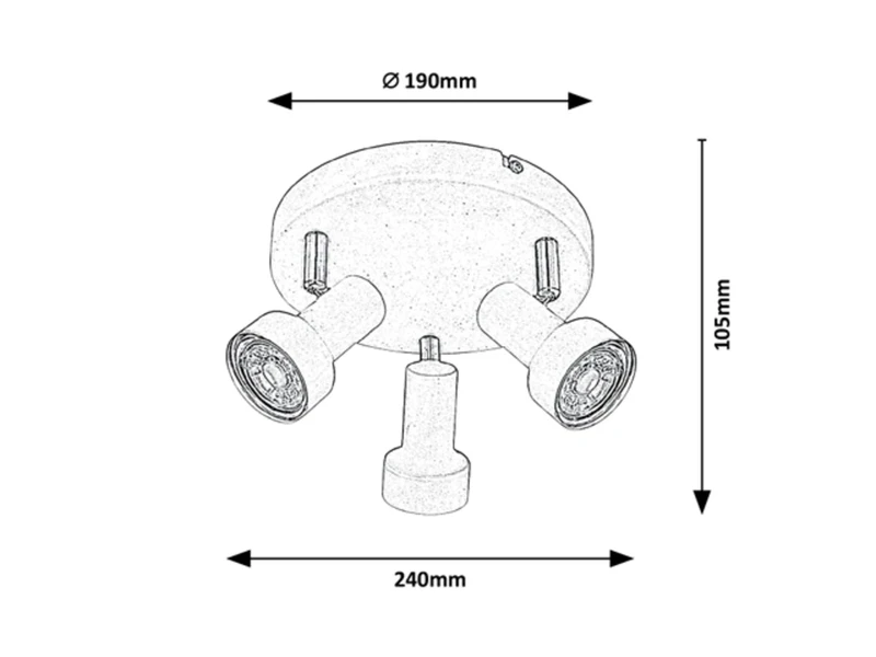 Konrad – triple spotlight in white, metal, 240×105mm, 3×GU10, IP20