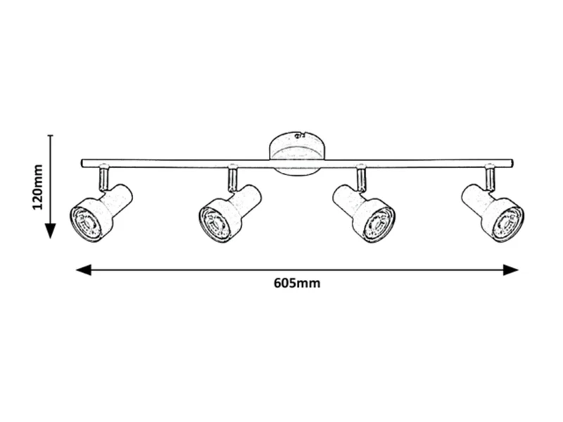 Konrad – white spotlight with 4 luminaires, metal, 605mm, 4×GU10, IP20