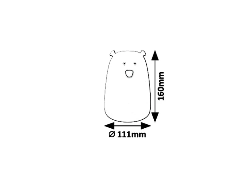 Baloo – children's LED night lamp teddy bear in white silicone, Ø111mm, 0.4W, 3000K, RGB
