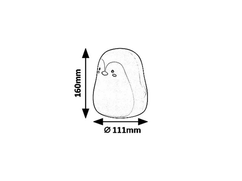 Baloo – LED children's night lamp penguin in white, Ø111mm, 0.4W, 3000K, RGB
