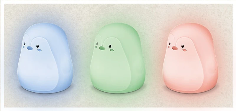 Baloo – LED children's night lamp penguin in white, Ø111mm, 0.4W, 3000K, RGB