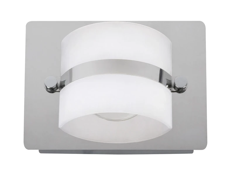 Tony – LED wall light for bathroom in chrome with opal glass, 160×115mm, 5W, 4000K