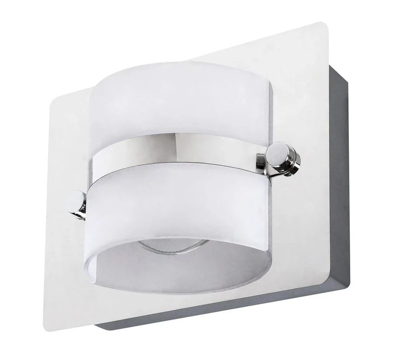 Tony – LED wall light for bathroom in chrome with opal glass, 160×115mm, 5W, 4000K