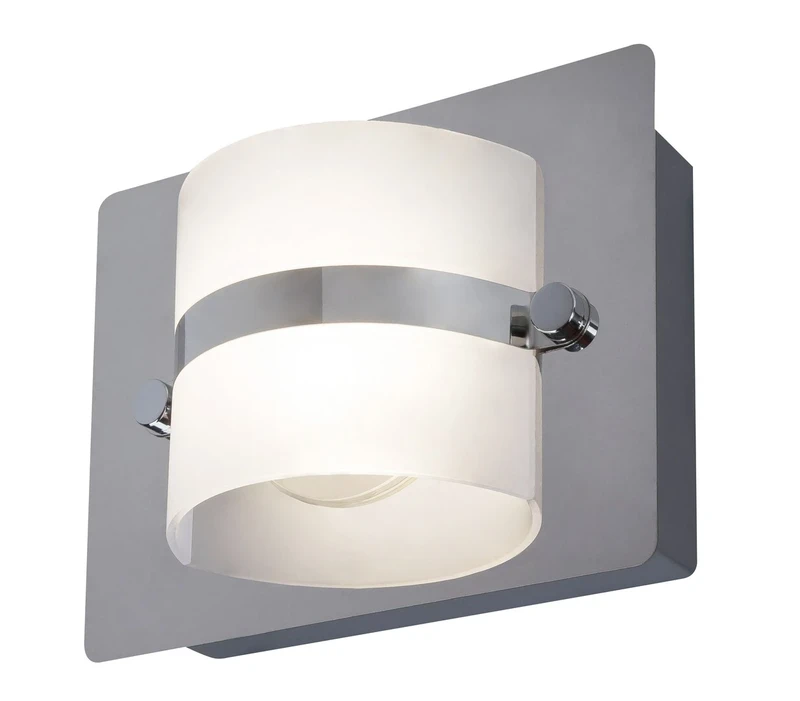 Tony – LED wall light for bathroom in chrome with opal glass, 160×115mm, 5W, 4000K
