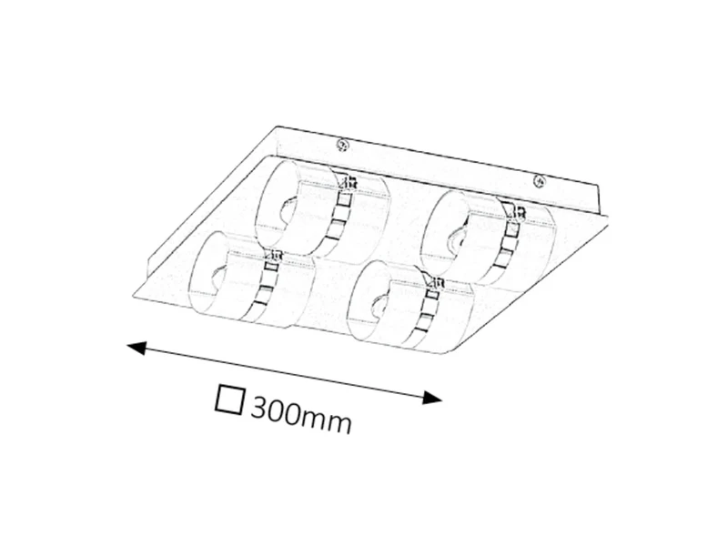 Tony – LED ceiling light for bathroom in chrome with opal glass, 300×300mm, 20W, 4000K, IP44