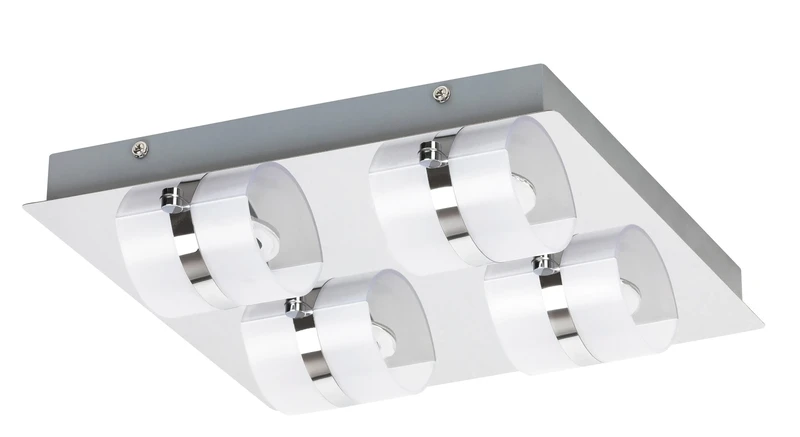 Tony – LED ceiling light for bathroom in chrome with opal glass, 300×300mm, 20W, 4000K, IP44