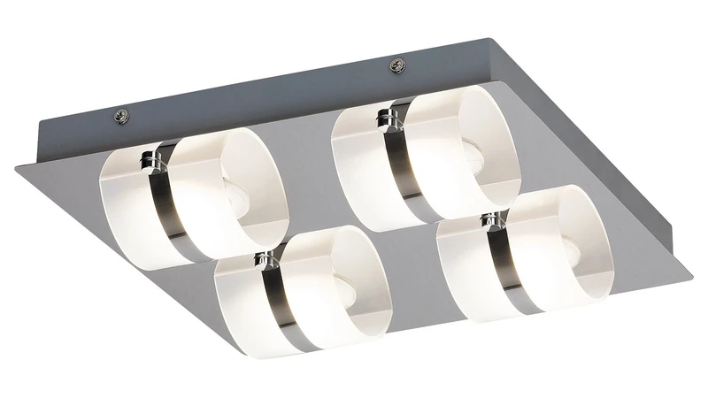 Bathroom Lighting Tony – LED ceiling light for bathroom in chrome with opal glass, 300×300mm, 20W, 4000K, IP44