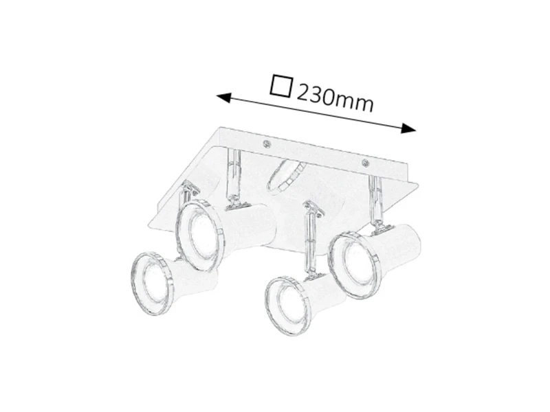 Steve – LED ceiling light for bathroom in white/chrome, 230×230mm, 4×4.5W GU10, 4000K, IP44