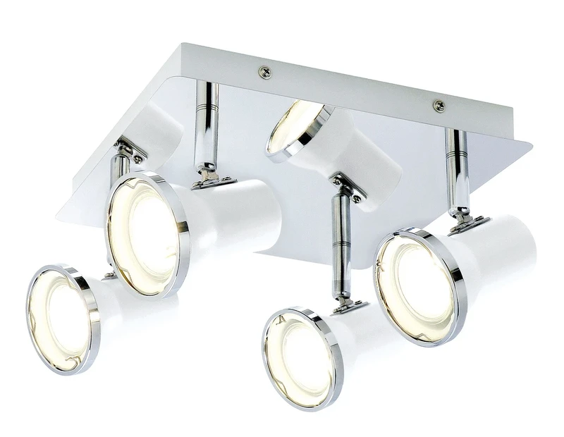 Bathroom Lighting Steve – LED ceiling light for bathroom in white/chrome, 230×230mm, 4×4.5W GU10, 4000K, IP44