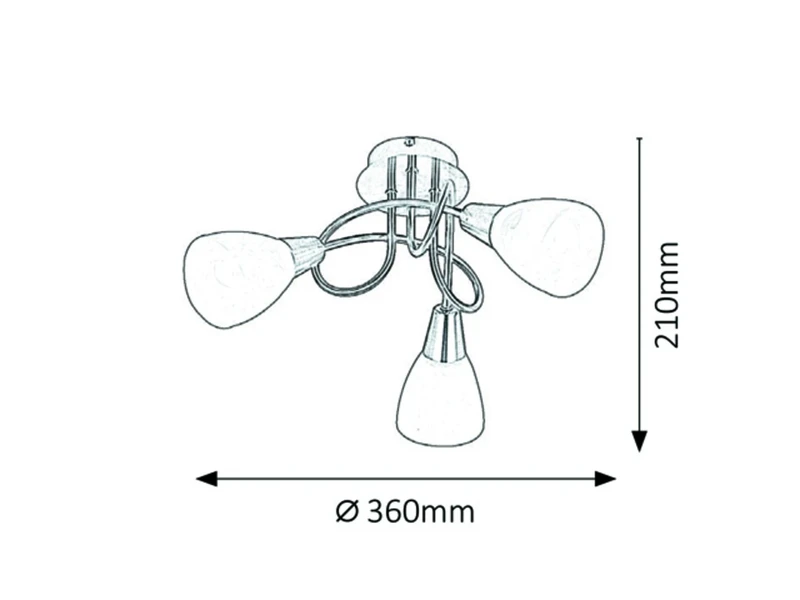 Jenna – triple ceiling light in satin chrome with white glass, Ø360mm, 3×E14
