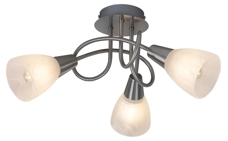 Jenna – triple ceiling light in satin chrome with white glass, Ø360mm, 3×E14