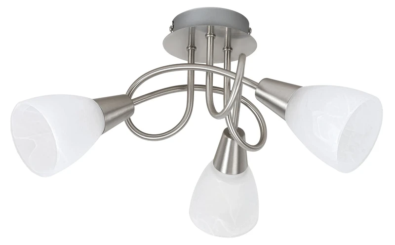 Jenna – triple ceiling light in satin chrome with white glass, Ø360mm, 3×E14