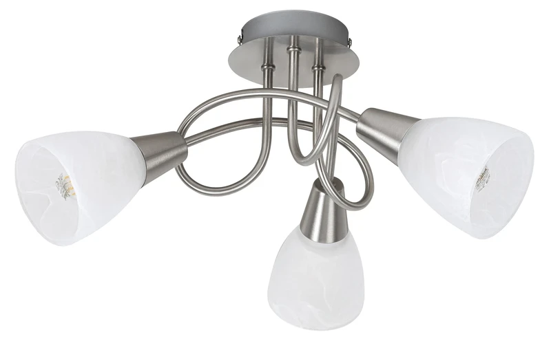 Ceiling Lights Jenna – triple ceiling light in satin chrome with white glass, Ø360mm, 3×E14