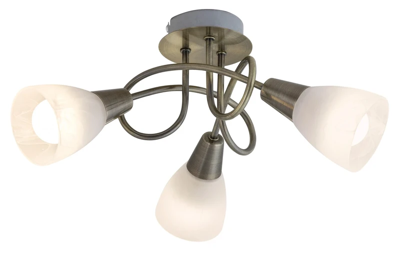 Jenna – triple ceiling light in antique bronze with white glass, Ø360mm, 3×E14