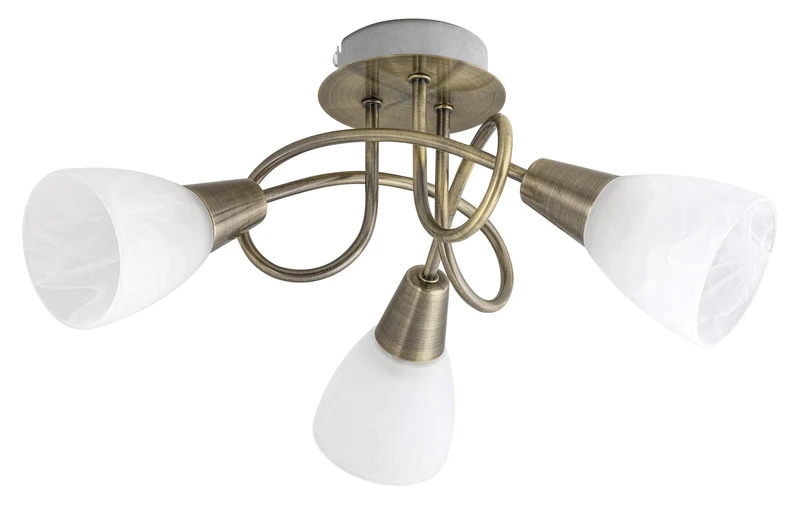 Ceiling Lights Jenna – triple ceiling light in antique bronze with white glass, Ø360mm, 3×E14