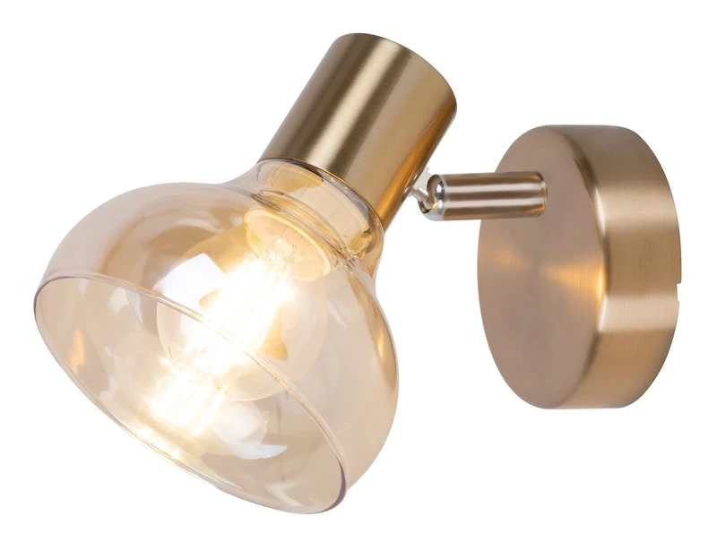 Spotlights Holly – modern spotlight in antique gold with amber glass, 115×130mm, 1×E14