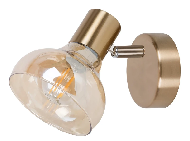 Holly – modern spotlight in antique gold with amber glass, 115×130mm, 1×E14