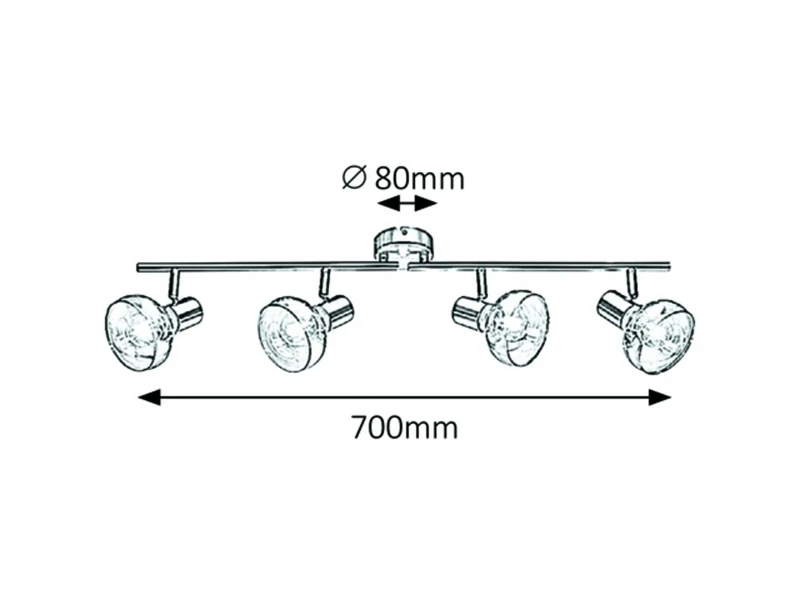 Holly – modern spotlight with 4 luminaires in antique gold with amber glass, 700mm, 4×E14