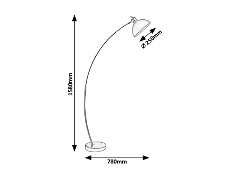 Otto – industrial floor lamp in black matt with gold shade, Ø250mm, 1×E27