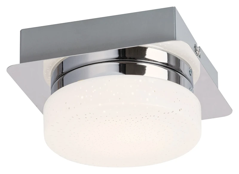 LED плафони Hilary – LED плафон в хром с бяло стъкло, 130×130мм, 5W, 4000K