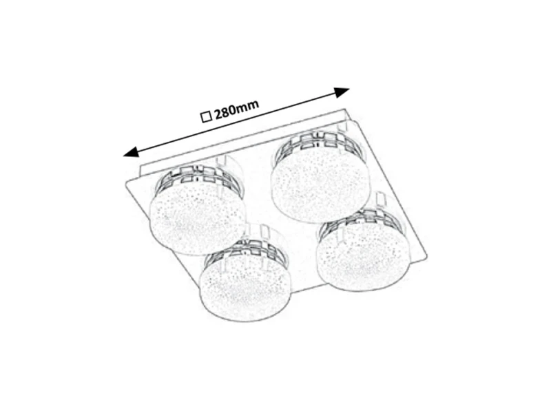 Hilary – LED ceiling light with 4 spotlight in chrome/white, 280×280mm, 20W, 4000K
