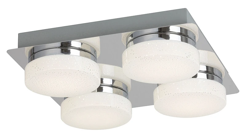 LED Ceiling Lights Hilary – LED ceiling light with 4 spotlight in chrome/white, 280×280mm, 20W, 4000K