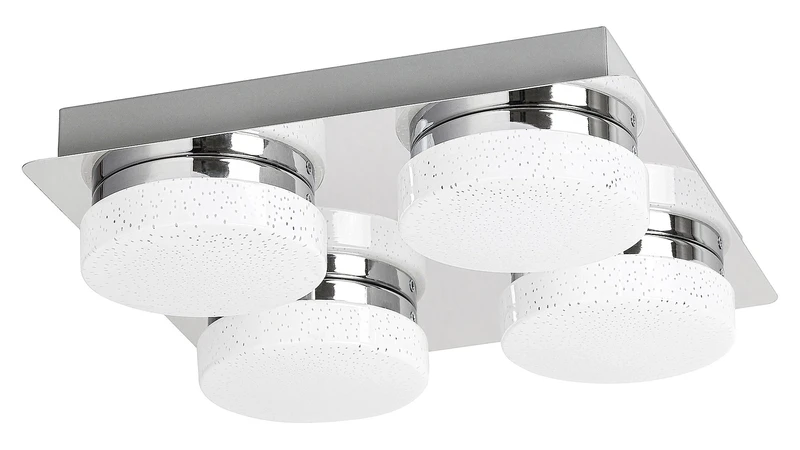 Hilary – LED ceiling light with 4 spotlight in chrome/white, 280×280mm, 20W, 4000K
