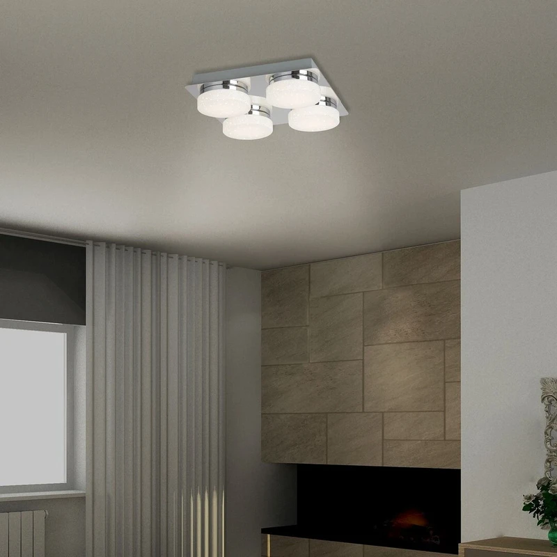 Hilary – LED ceiling light with 4 spotlight in chrome/white, 280×280mm, 20W, 4000K