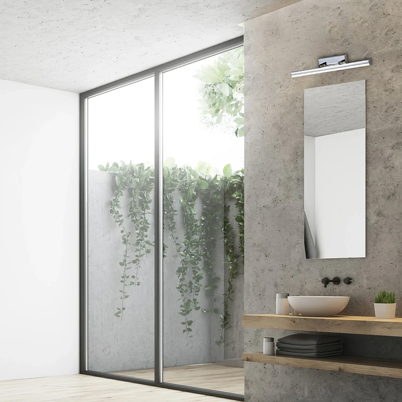 Silas – LED аплик за баня в хром с бял абажур, 627мм, 18W, 4000K, IP44