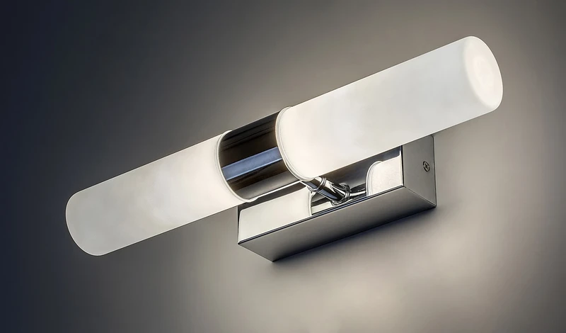 Jim – LED lighting for bathroom in chrome with white glass, 350mm, 10W, 4000K, IP44