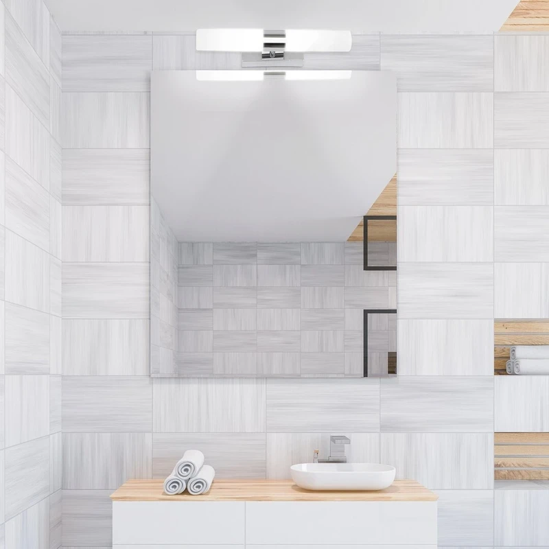 Jim – LED lighting for bathroom in chrome with white glass, 350mm, 10W, 4000K, IP44