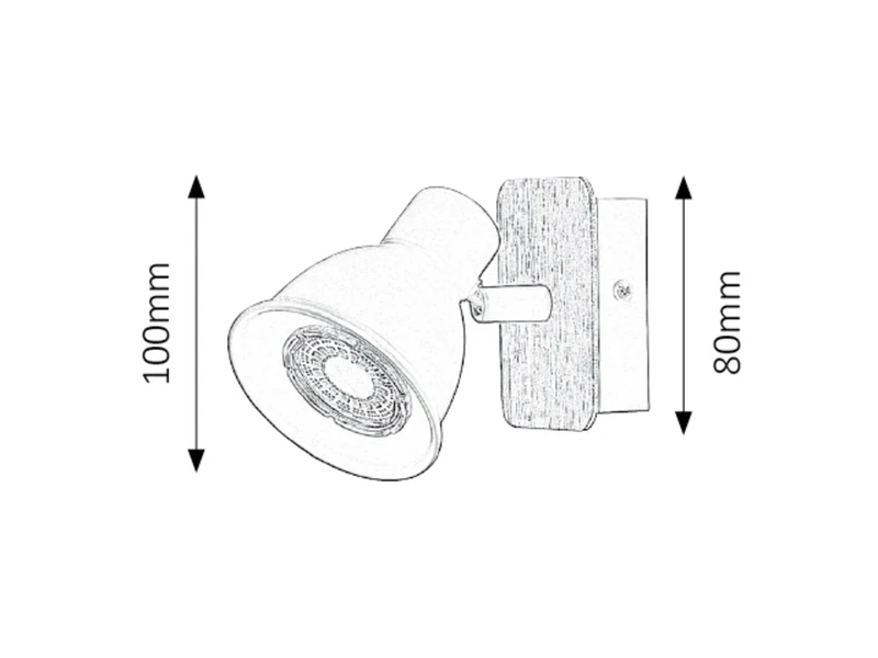 Mac – industrial spotlight for wall in black with wood, GU10, IP20, with switch