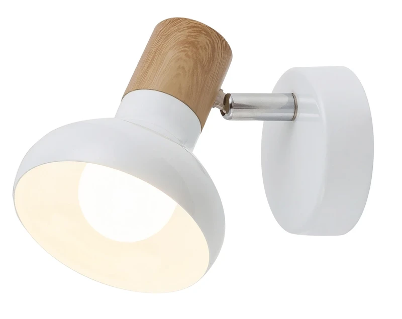 Spotlights Holly – Scandinavian spotlight in white and beech, 130mm, 1×E14, IP20