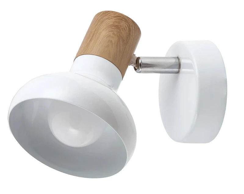 Holly – Scandinavian spotlight in white and beech, 130mm, 1×E14, IP20