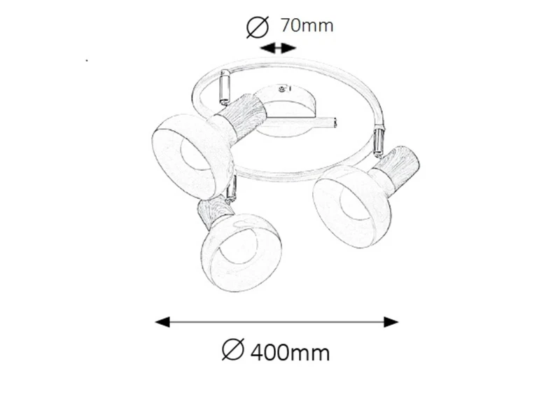 Holly – ceiling spotlight in Scandinavian style, white metal, Ø400mm, 3×E14
