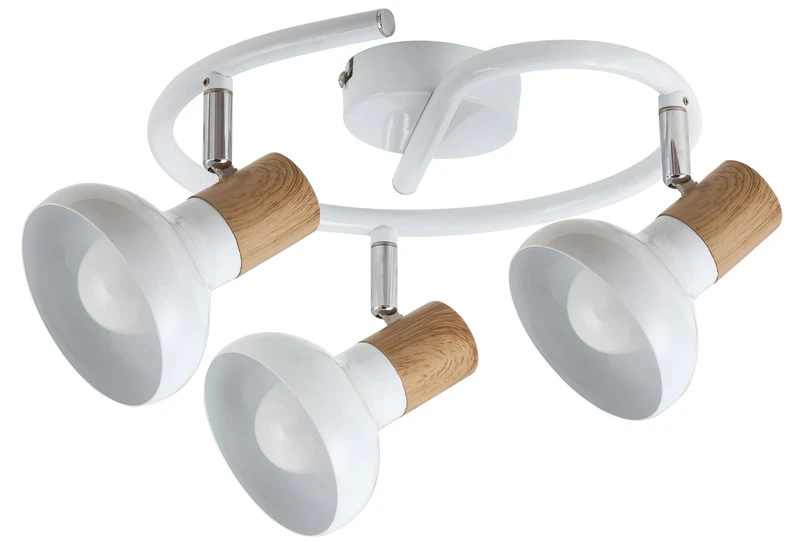Holly – ceiling spotlight in Scandinavian style, white metal, Ø400mm, 3×E14